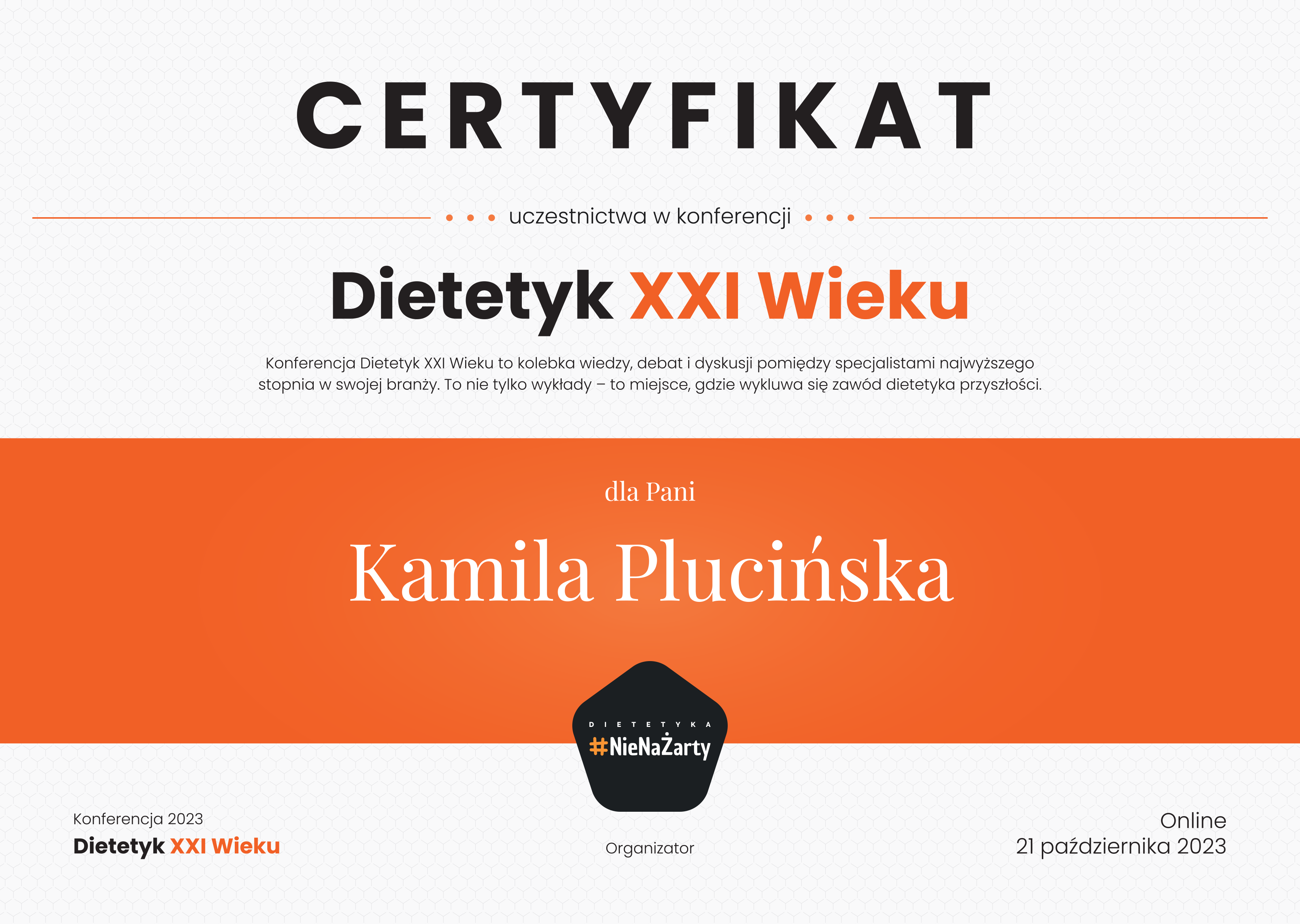 Kamila Plucińska - Certyfikat Dietetyk XXI wieku-1